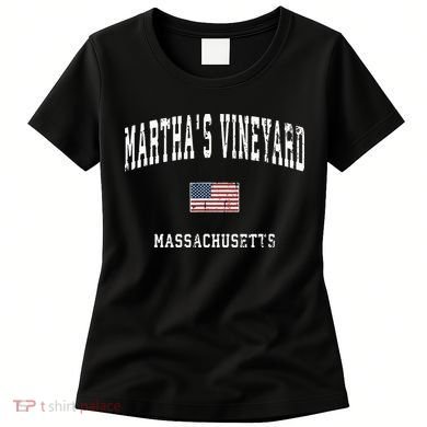 Marthas Vineyard Massachusetts Ma Vintage American Flag Women's T-Shirt