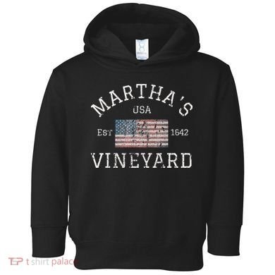 Martha's Vineyard Massachusetts American Flag USA Vintage Toddler Hoodie