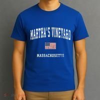 Marthas Vineyard Massachusetts Ma Vintage American Flag T-Shirt thumb 3