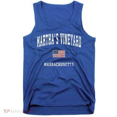 Marthas Vineyard Massachusetts Ma Vintage American Flag Tank Top