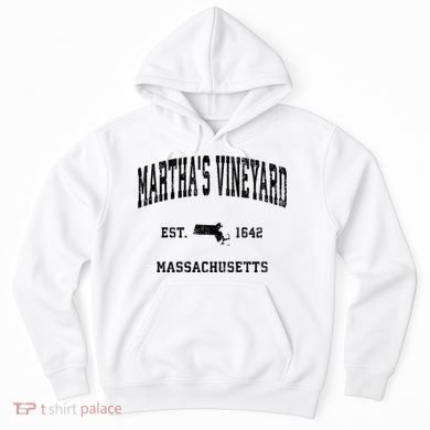 Marthas Vineyard Massachusetts Ma Vintage Established Athletic Hoodie