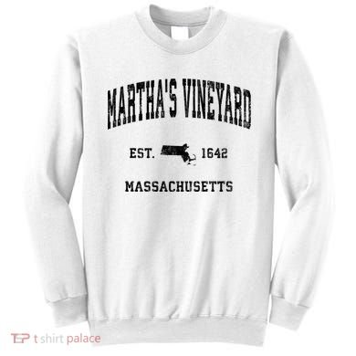 Marthas Vineyard Massachusetts Ma Vintage Established Athletic Sweatshirt