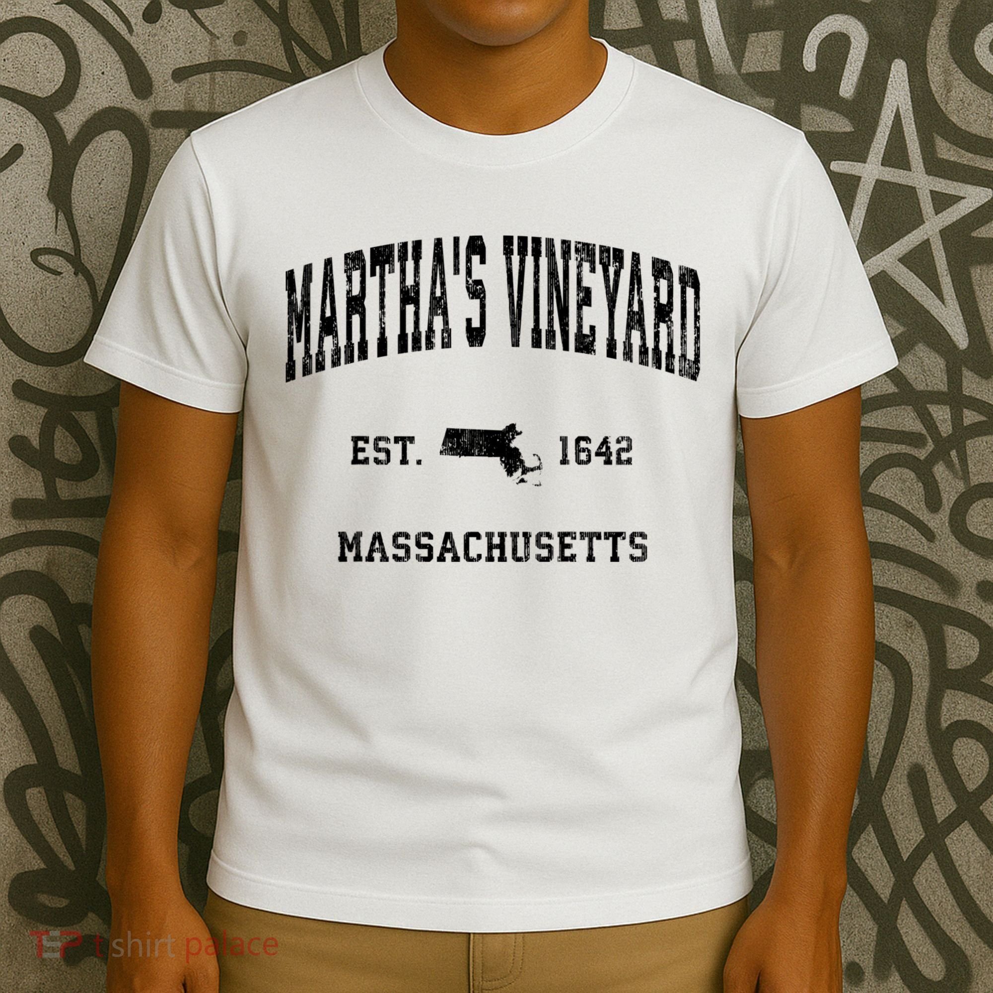 Marthas Vineyard Massachusetts Ma Vintage Established Athletic T-Shirt