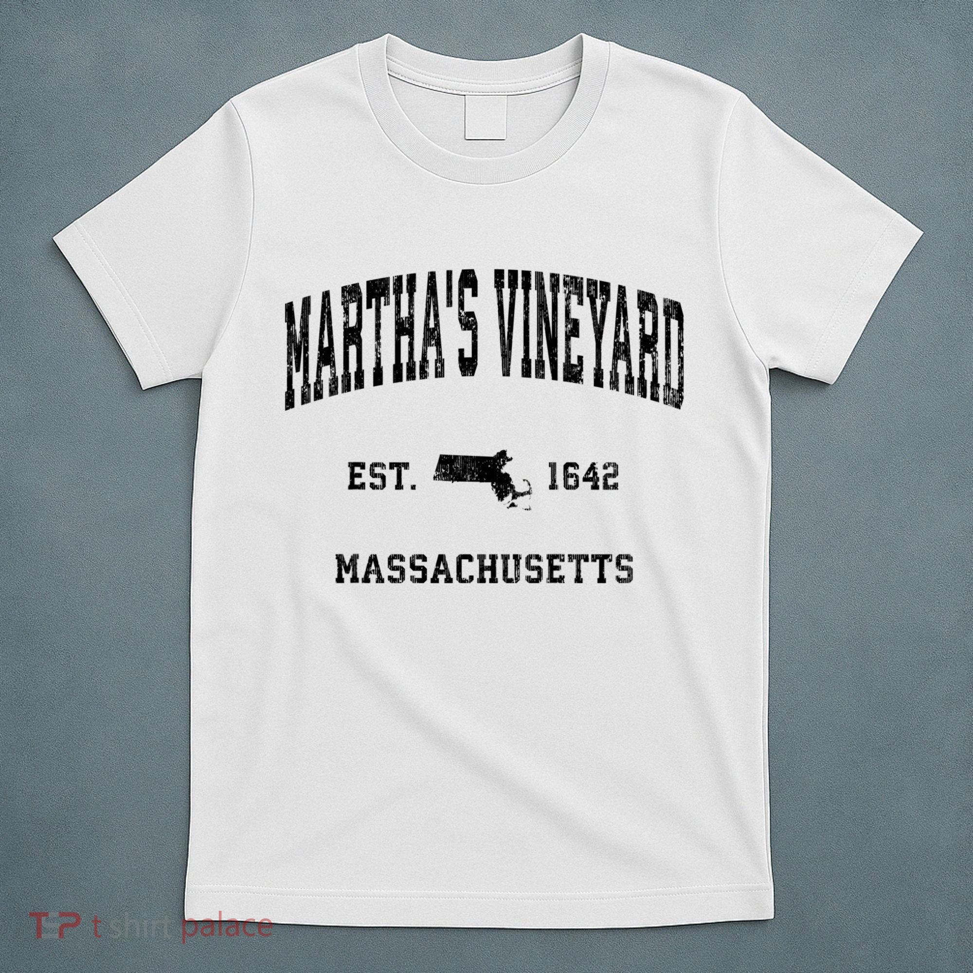Marthas Vineyard Massachusetts Ma Vintage Established Athletic T-Shirt