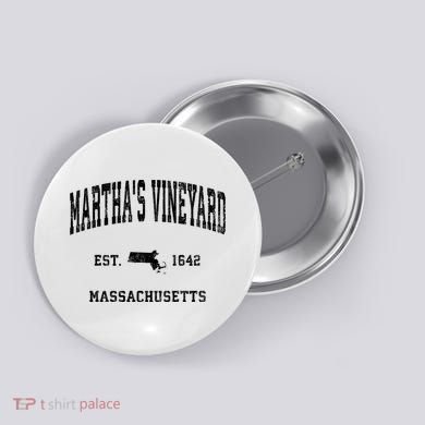 Marthas Vineyard Massachusetts Ma Vintage Established Athletic Button
