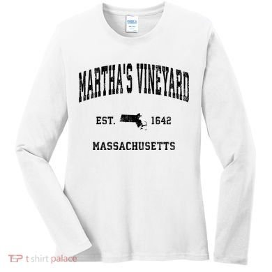 Marthas Vineyard Massachusetts Ma Vintage Established Athletic Women's Long Sleeve Shirt