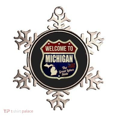 Michigan Vintage Metal Road Sign Logo Ornament