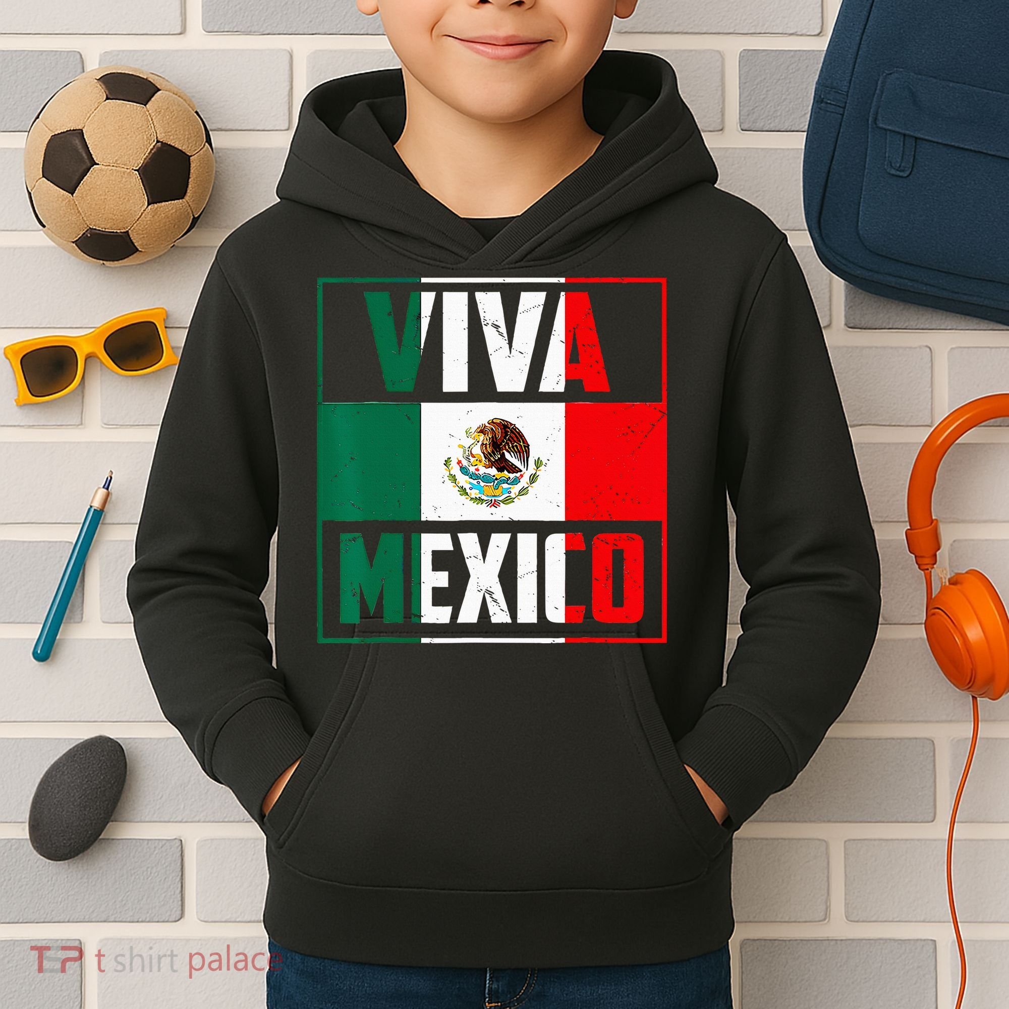 Mexican Viva Mexico Independence Day Flag Kids Hoodie