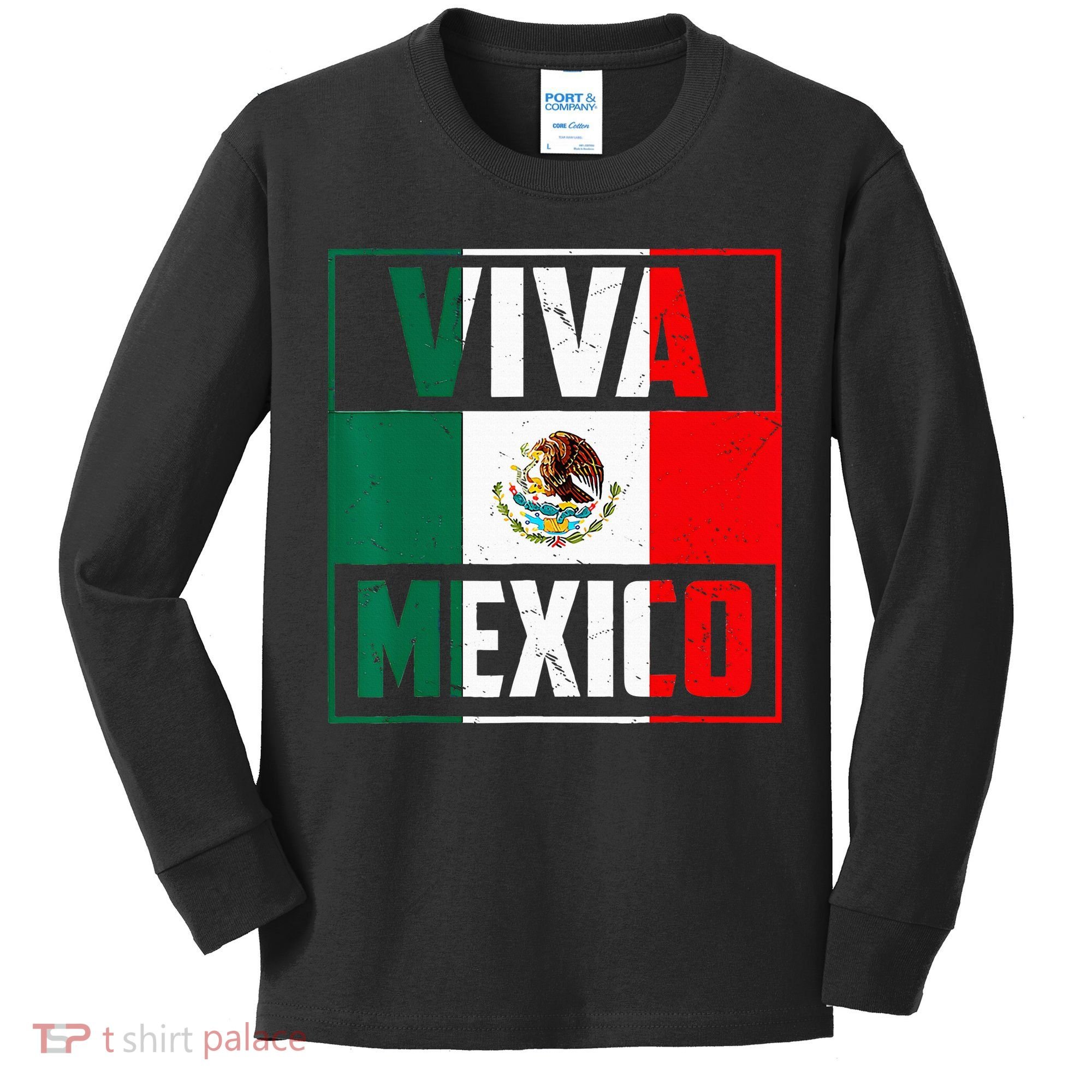 Mexican Viva Mexico Independence Day Flag Kids Long Sleeve Shirt