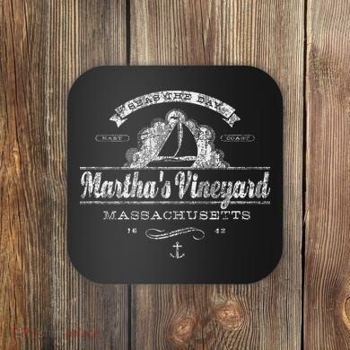 Martha's Vineyard Ma Sailboat Vintage Nautical Coaster