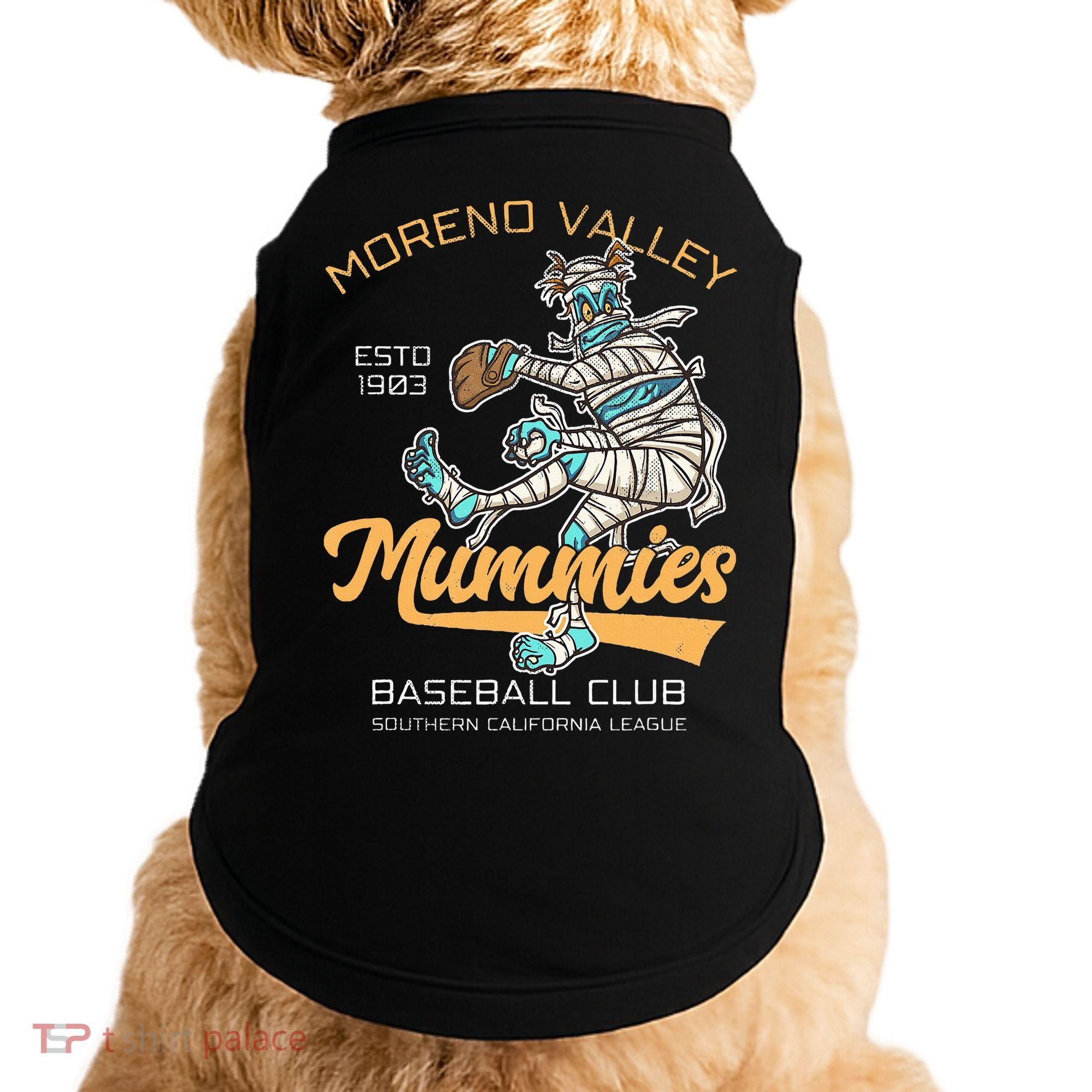 Moreno Valley Mummies Minor League Retro Baseball Team Doggie Tank
