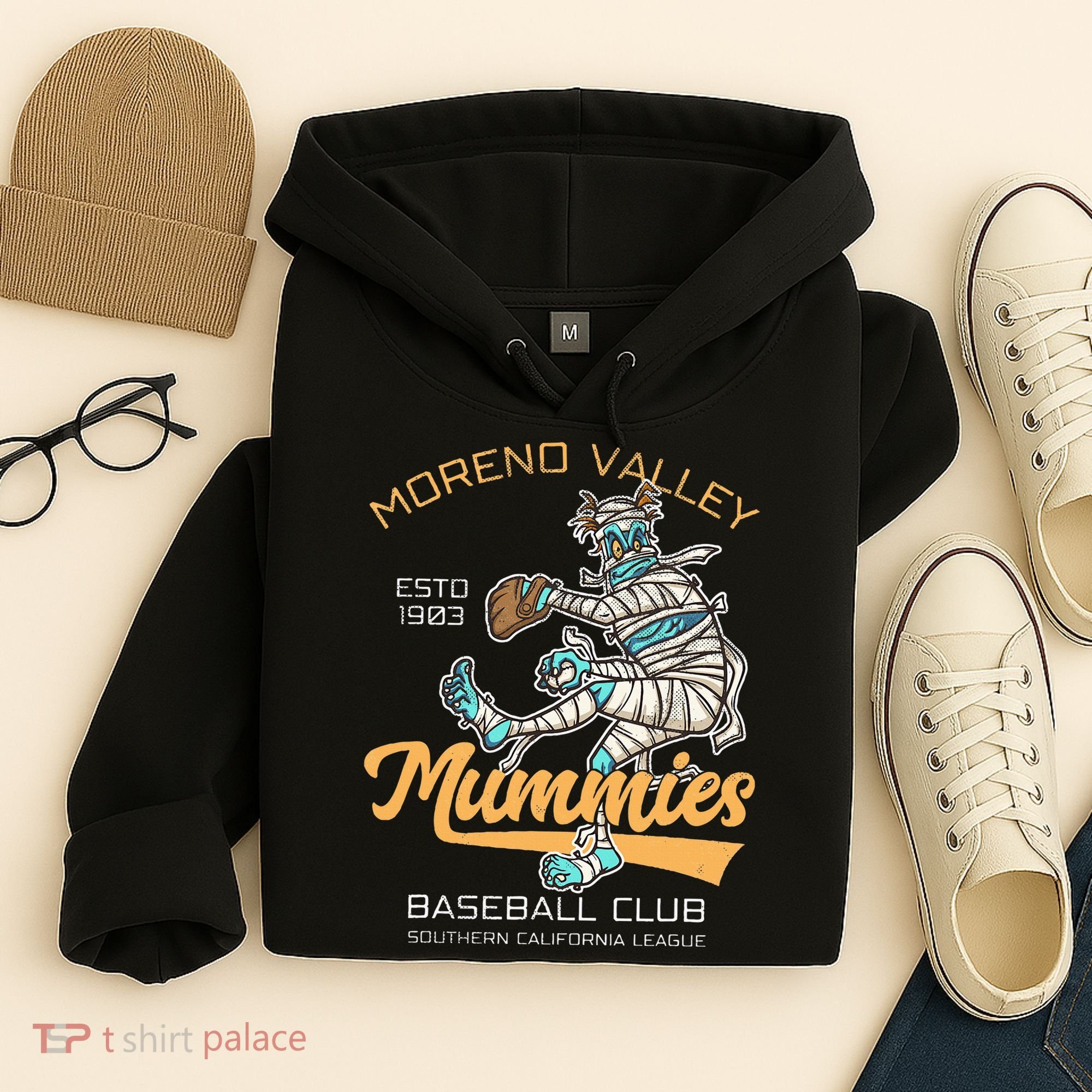 Moreno Valley Mummies Minor League Retro Baseball Team Hoodie