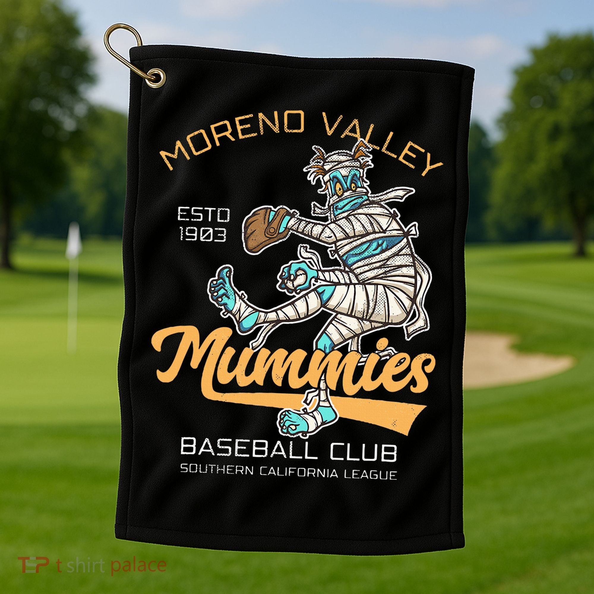 Moreno Valley Mummies Minor League Retro Baseball Team Golf Towel
