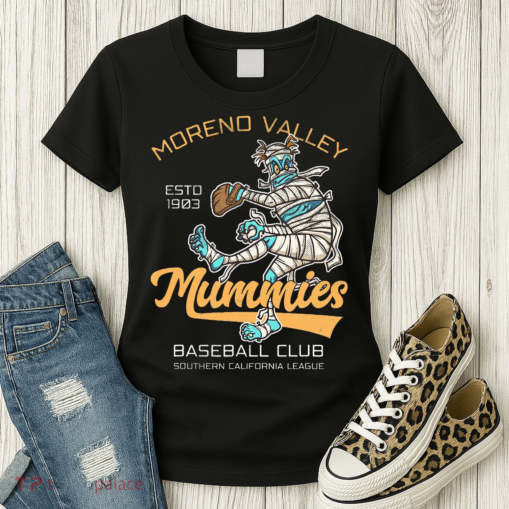Moreno Valley Mummies Minor League Retro Baseball Team Women's T-Shirt