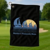 MarthaS Vineyard Ma Sailboat Golf Towel thumb 1