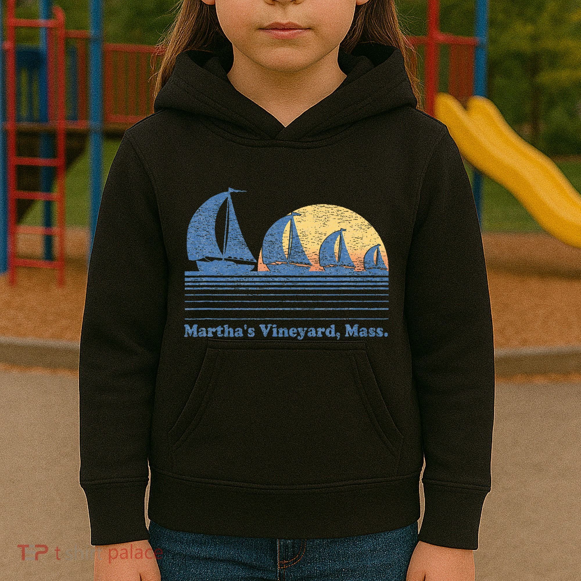 MarthaS Vineyard Ma Sailboat Kids Hoodie