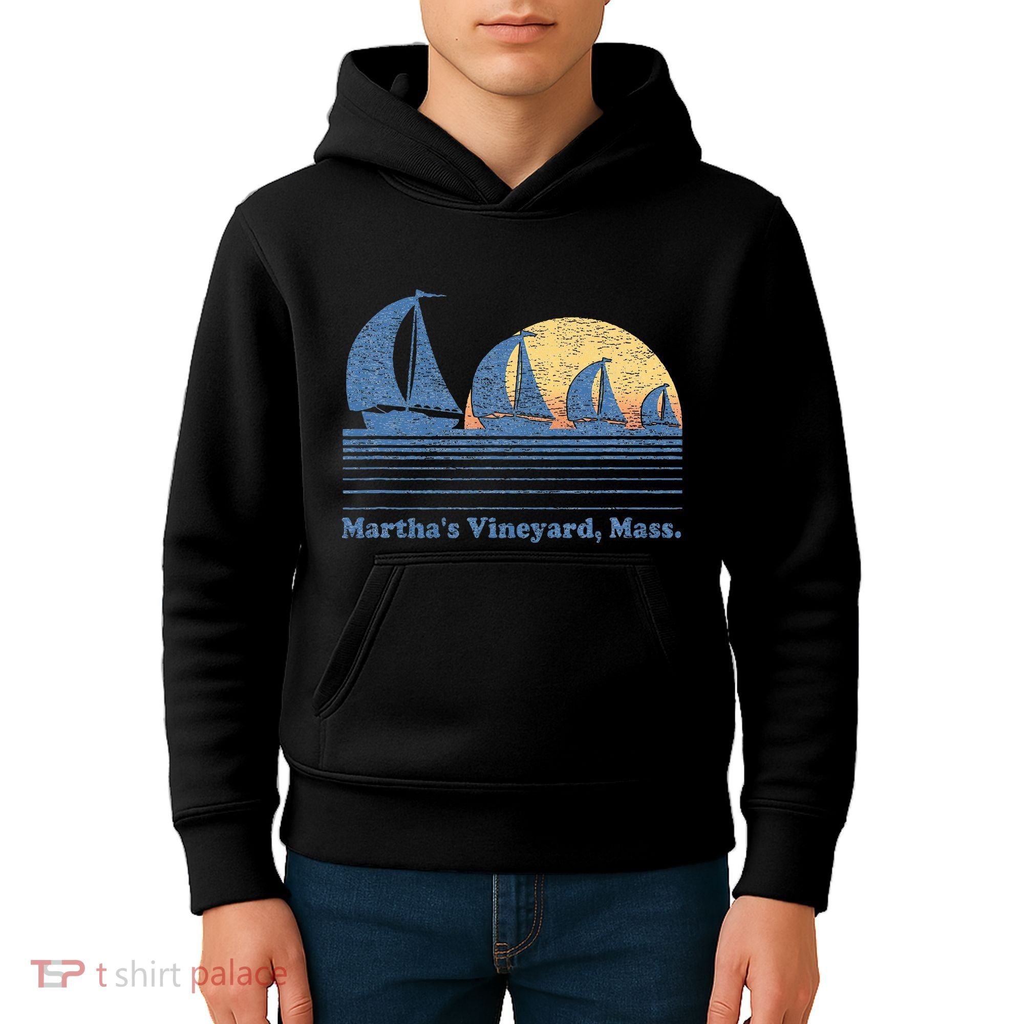 MarthaS Vineyard Ma Sailboat Kids Hoodie