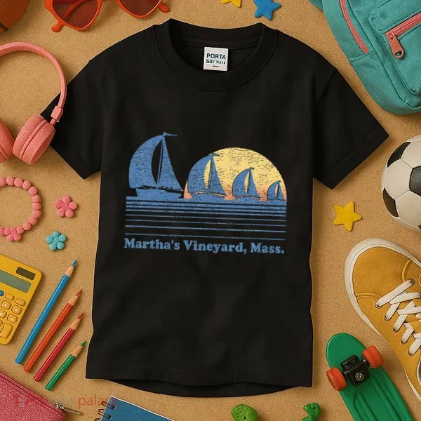 MarthaS Vineyard Ma Sailboat Kids T-Shirt