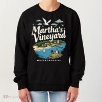 MarthaS Vineyard Massachusetts Scenic Island Illustration Women's Sweatshirt thumb 0