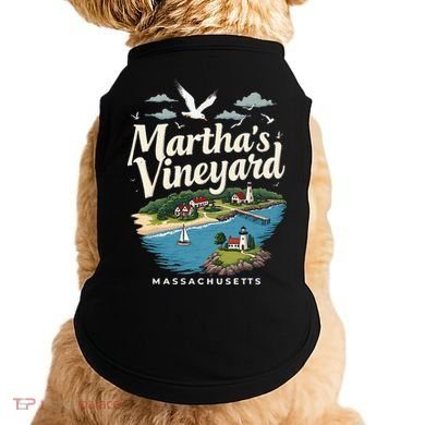 MarthaS Vineyard Massachusetts Scenic Island Illustration Doggie Tank