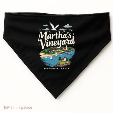MarthaS Vineyard Massachusetts Scenic Island Illustration USA-Made Doggie Bandana