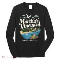 MarthaS Vineyard Massachusetts Scenic Island Illustration Long Sleeve Shirt thumb 0