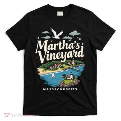 MarthaS Vineyard Massachusetts Scenic Island Illustration T-Shirt