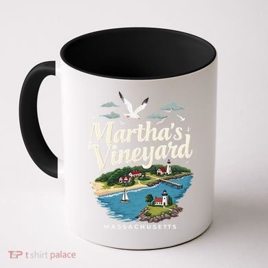 MarthaS Vineyard Massachusetts Scenic Island Illustration Coffee Mug