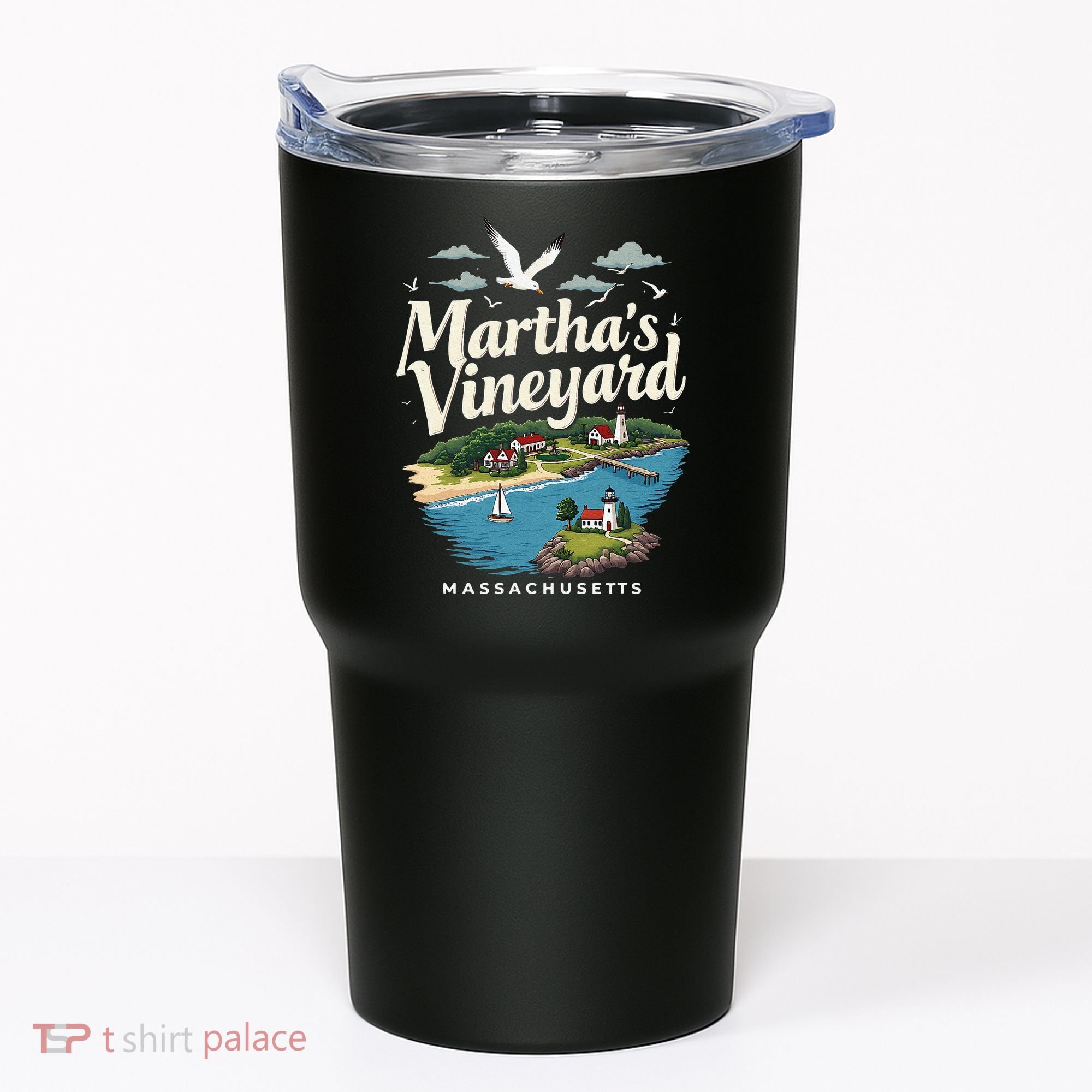 MarthaS Vineyard Massachusetts Scenic Island Illustration Tumbler