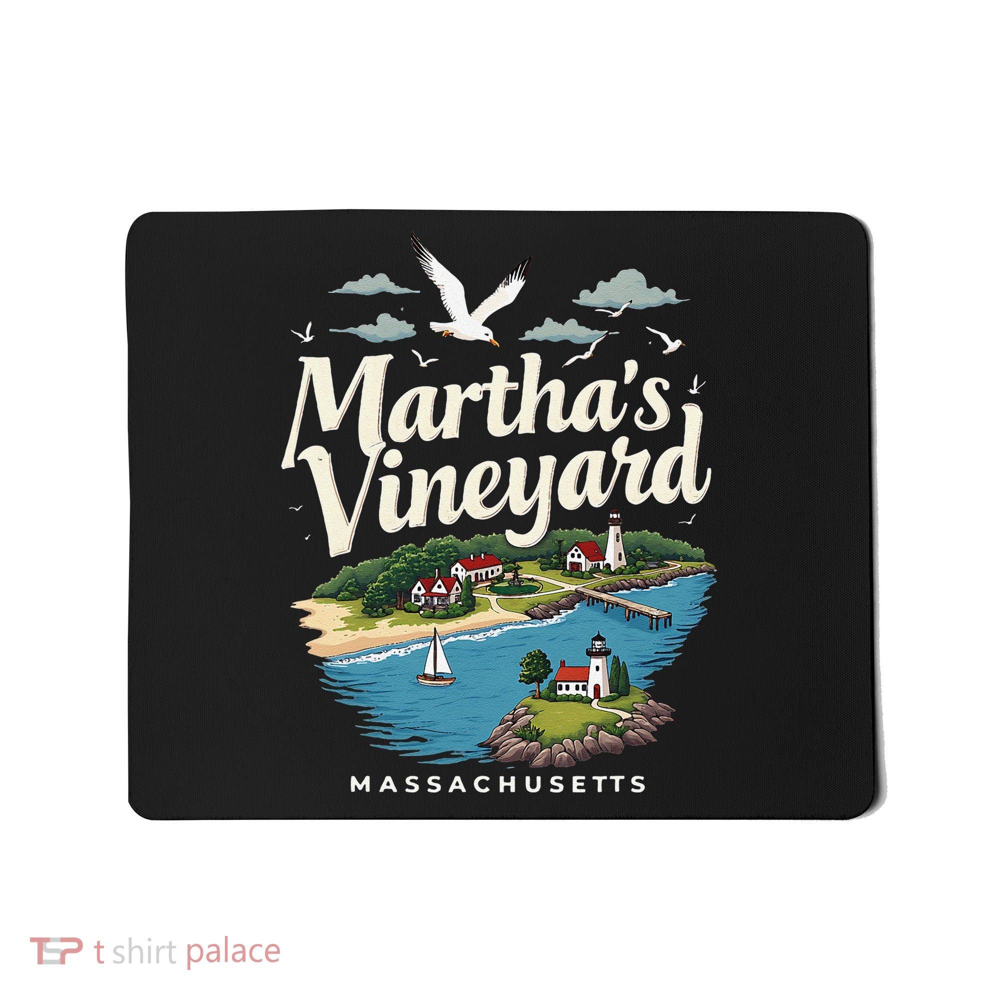 MarthaS Vineyard Massachusetts Scenic Island Illustration Mousepad