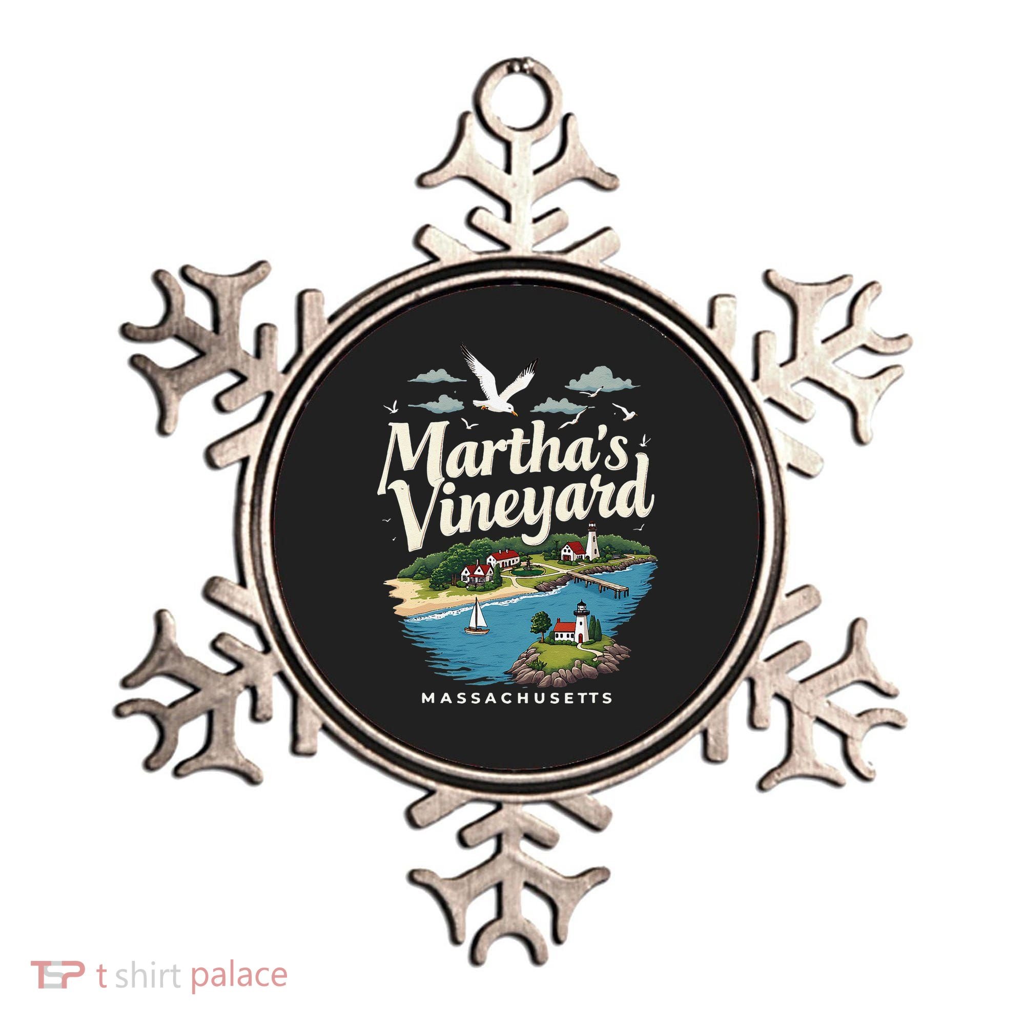 MarthaS Vineyard Massachusetts Scenic Island Illustration Ornament