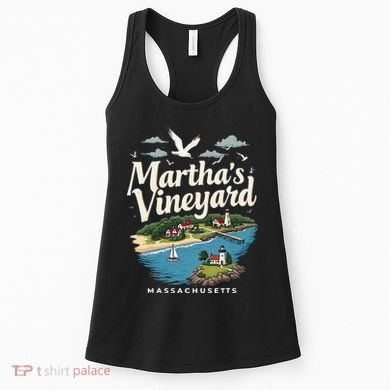 MarthaS Vineyard Massachusetts Scenic Island Illustration Women's Tank Top