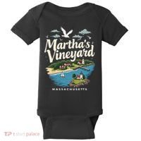 MarthaS Vineyard Massachusetts Scenic Island Illustration Baby Bodysuit thumb 0