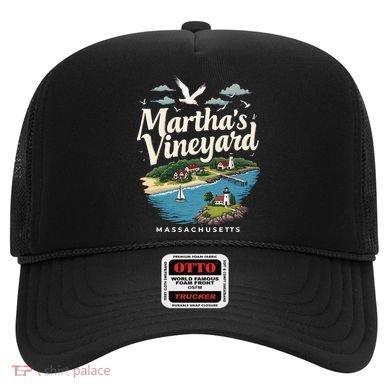 MarthaS Vineyard Massachusetts Scenic Island Illustration Hat