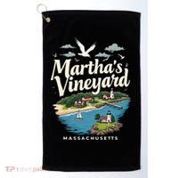 MarthaS Vineyard Massachusetts Scenic Island Illustration Golf Towel thumb 0