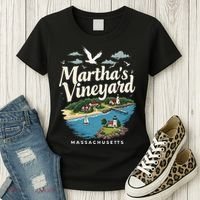 MarthaS Vineyard Massachusetts Scenic Island Illustration Women's T-Shirt thumb 3