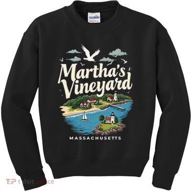 MarthaS Vineyard Massachusetts Scenic Island Illustration Kids Sweatshirt