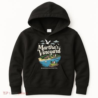 MarthaS Vineyard Massachusetts Scenic Island Illustration Kids Hoodie