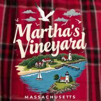 MarthaS Vineyard Massachusetts Scenic Island Illustration Men's Flannel Plaid Pajama Pants thumb 2
