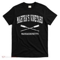 Martha's Vineyard Massachusetts Vintage Nautical Crossed Oar Gift T-Shirt thumb 0