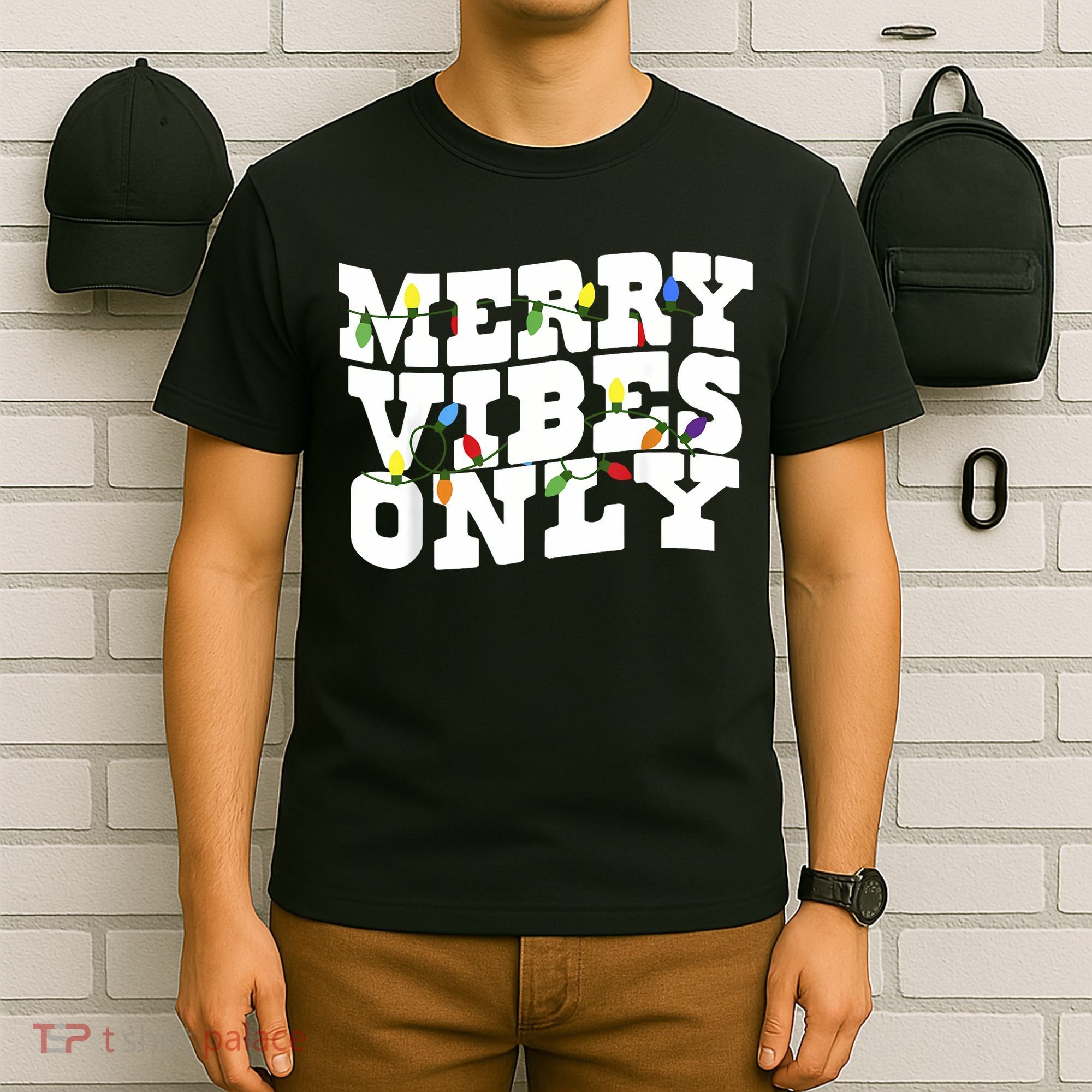 Merry Vibes Only Christmas Light T-Shirt