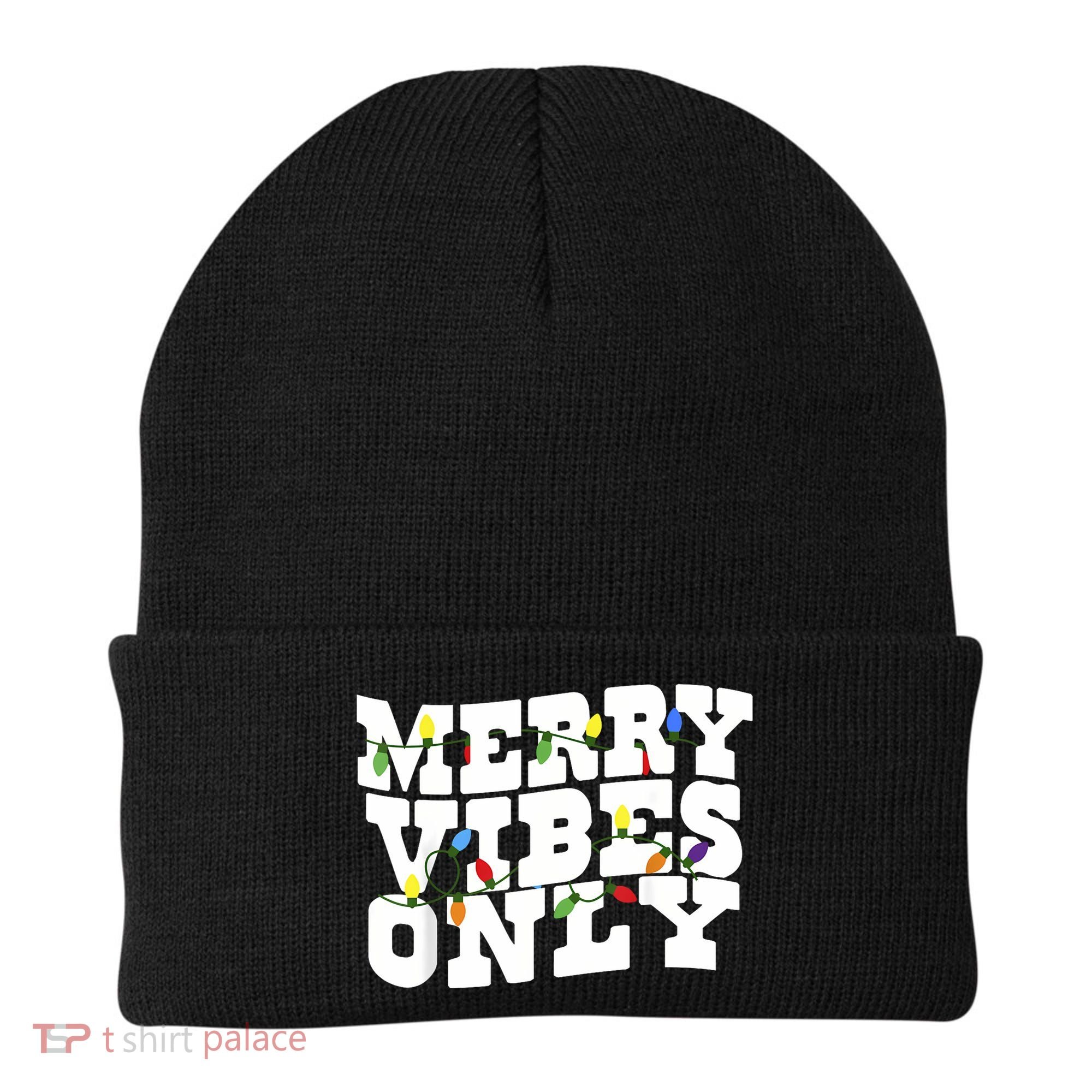 Merry Vibes Only Christmas Light Beanie