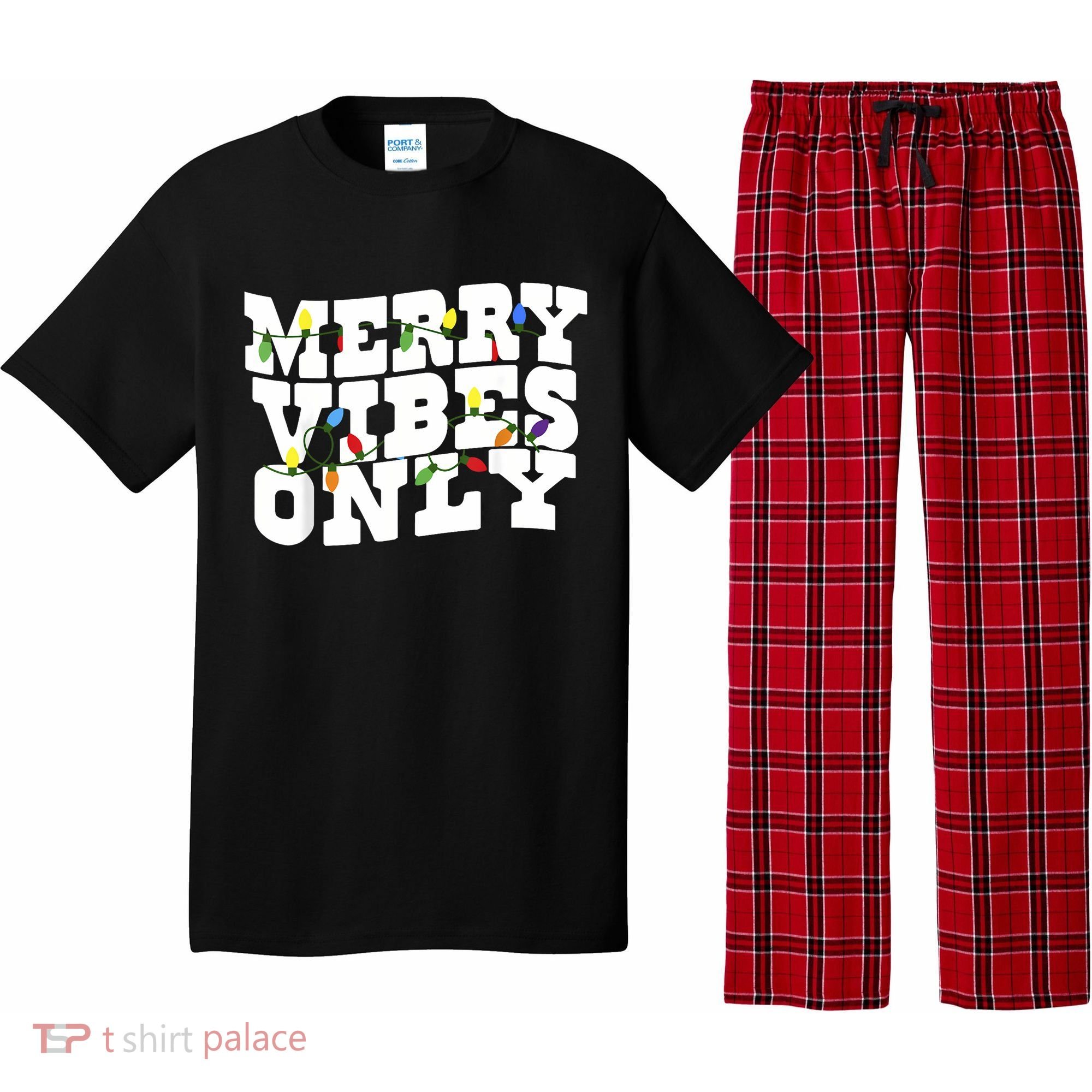 Merry Vibes Only Christmas Light Pajama Set