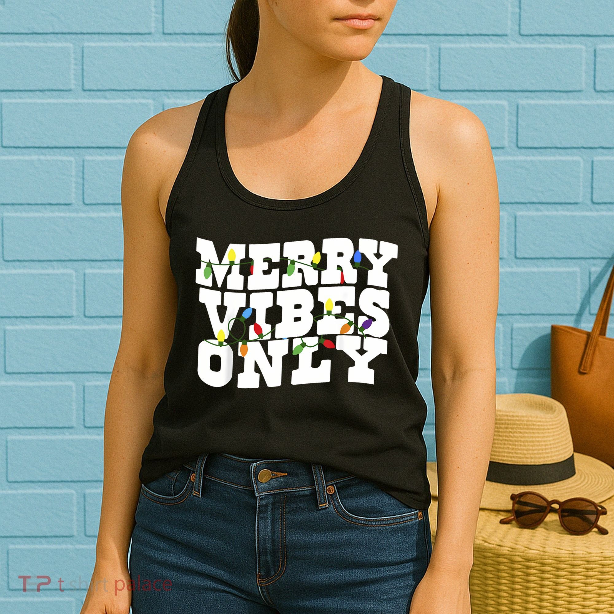 Merry Vibes Only Christmas Light Women's Tank Top