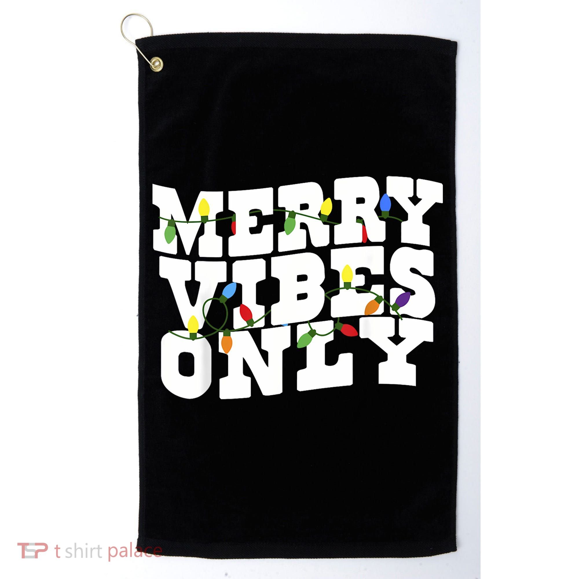 Merry Vibes Only Christmas Light Golf Towel