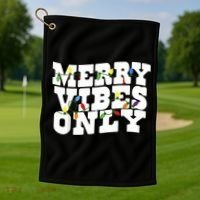 Merry Vibes Only Christmas Light Golf Towel thumb 1