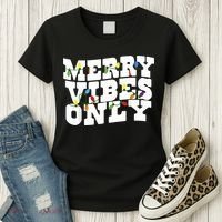 Merry Vibes Only Christmas Light Women's T-Shirt thumb 3