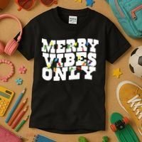 Merry Vibes Only Christmas Light Kids T-Shirt thumb 3