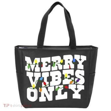 Merry Vibes Only Christmas Light Tote Bag