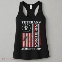 Military Veterans Protest USA Flag No Kings America Protest Gift Women's Tank Top thumb 3